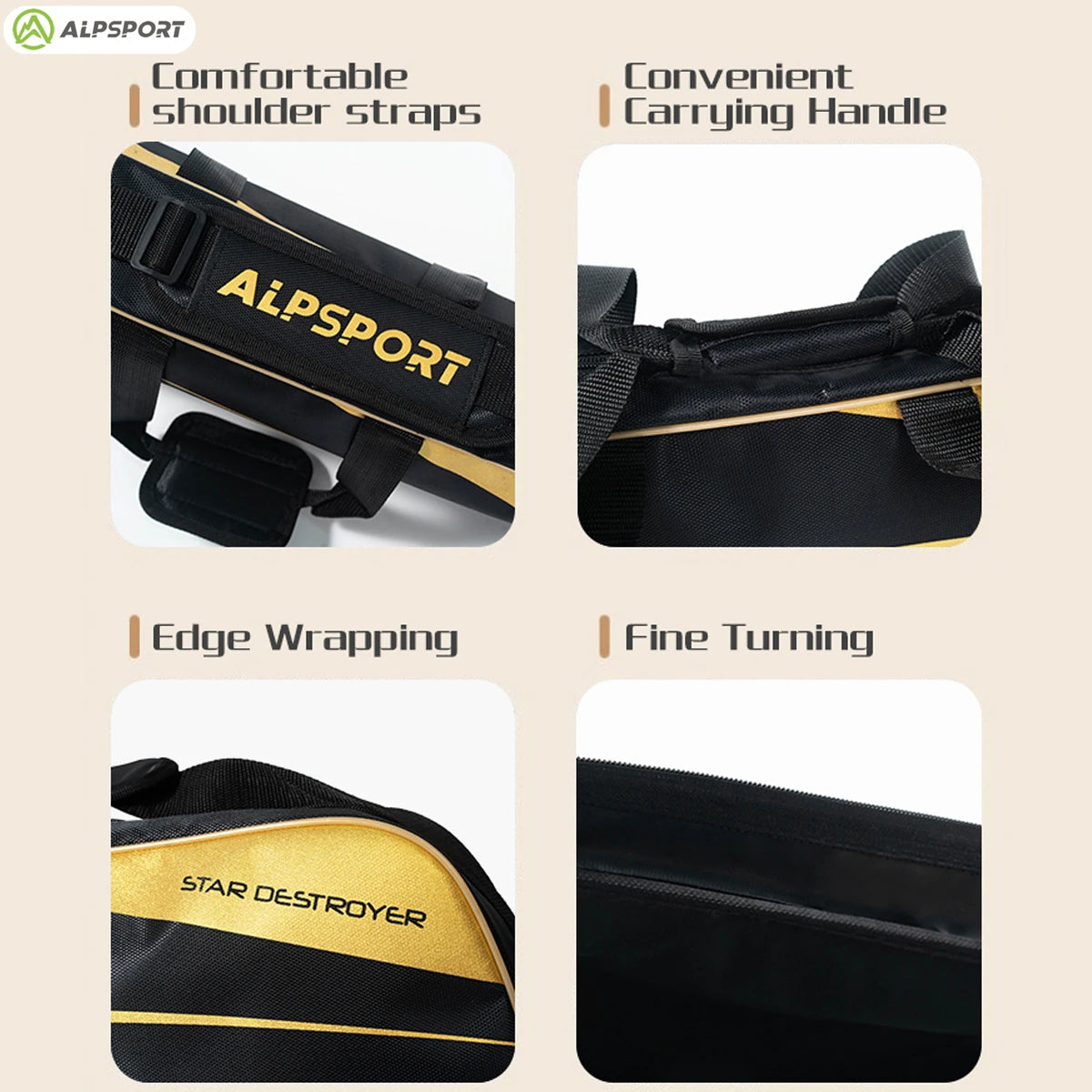 Alpsport Badminton Tennis Racket Bags Large Capacity Waterproof Neutral PP Material Personalized Design Suitable for Students