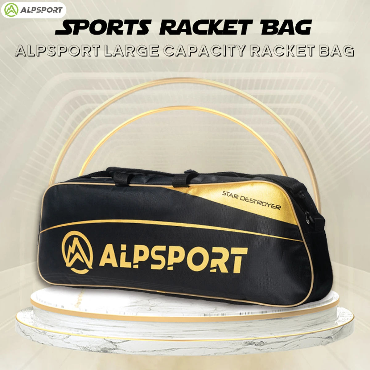 Alpsport Badminton Tennis Racket Bags Large Capacity Waterproof Neutral PP Material Personalized Design Suitable for Students